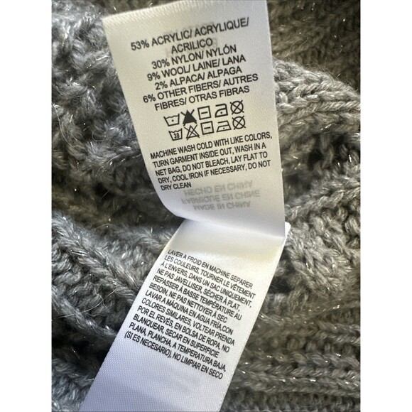 Lucky Brand Women's Shine Cable Knit Crewneck Sweater Top Heather Gray XL - Picture 10 of 10